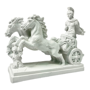 1970s Vintage Roman Empire Hellenistic Charioteer and Two Horse Chariot Plaster Sculpture.