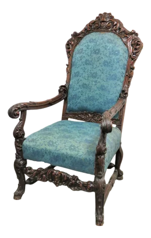 Late 19th Century Vintage Victorian Carved Walnut Throne Chair