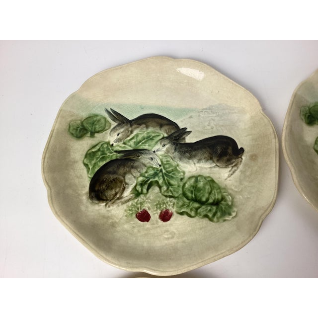 Bunny Rabbit Choisy-le-Roi Majolica Plate France 9”. These plates are very rare and they are in age appropriate condition....