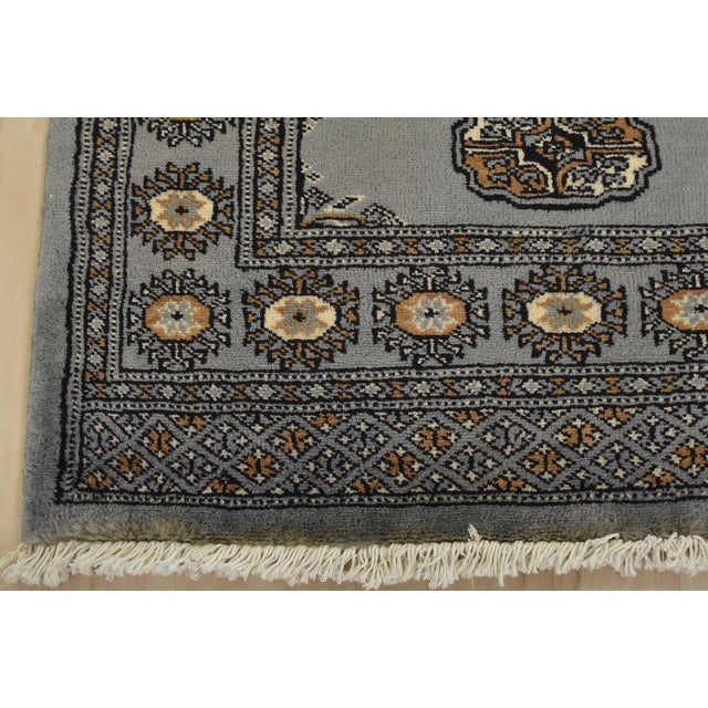 Bokhara Rug 2’8” X 4’1” Gray Wool Tribal Hand-Knotted Oriental Carpet For Sale In Philadelphia - Image 6 of 9