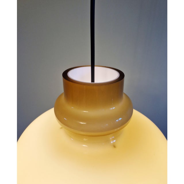 Scandinavian Pendant Light in Mustard-Colored Opaline Glass by Hans-Agne Jakobsson for Staff Leuchten, 1970s For Sale - Image 10 of 15