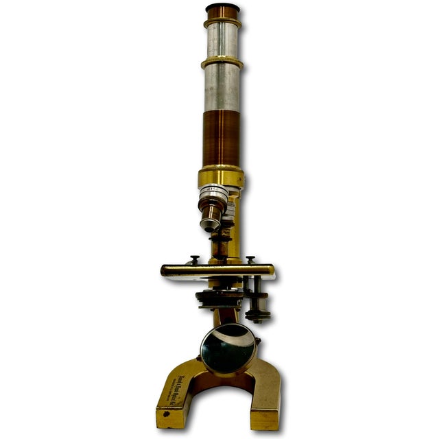 Late 19th Century Fine Quality Authentic Antique Solid Brass Doctors Microscope by Bausch & Lomb Optical Co. New York Circa 1894 For Sale - Image 5 of 18