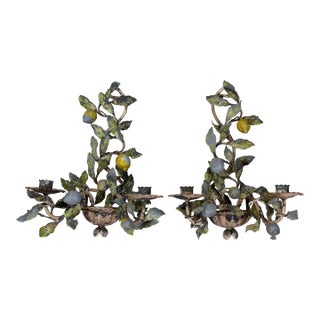 Vintage Tole Wall Sconces, a Pair For Sale