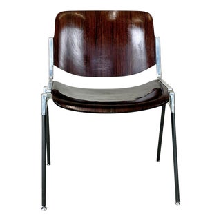 Brown Wooden DSC 106 Stacking Chair attributed to Giancarlo Piretti for Castelli / Anonima Castelli, Italy, 1970s For Sale