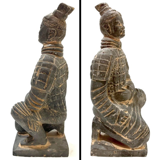 Chinoiserie Vintage 1980's Chinese Terra Cotta Tomb Warrior Figures - Set of Three For Sale - Image 3 of 13