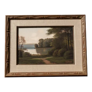 Vintage Framed Danish Landscape Print, Signed