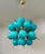 Italian sputnik chandelier with 24 Tiffany blue Murano glass globes and solid brass spikes mounted on brass frame in satin...