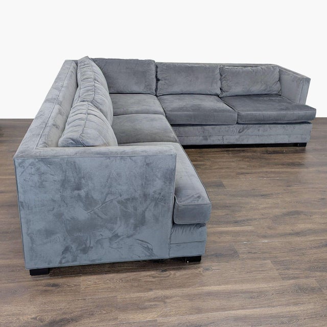 Modern Mitchell Gold + Bob Williams Gray Velvet L-Shaped Sectional Sofa For Sale - Image 3 of 10