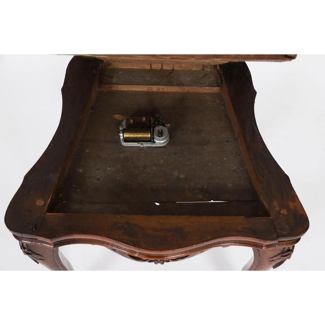 Antique Swiss Walnut Marquetry Inlaid Musical Chair, 19th Century For Sale - Image 11 of 16
