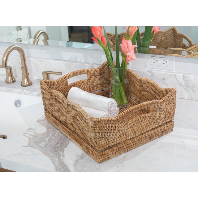 Keeping organized creates structure and allows you to work more efficiently. Our Scallop Collection rattan shelf and...