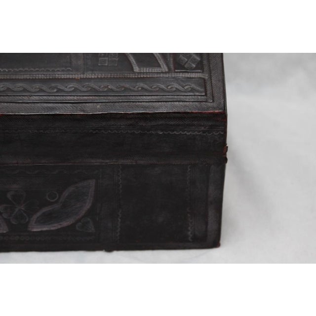 Vintage Wood and Leather Trunk, 1980s For Sale - Image 16 of 18