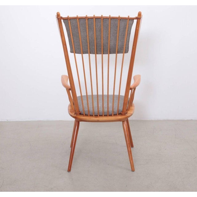 Rare high wingback edition of the architectural Arts & Crafts chair by Albert Haberer for Hermann Fleiner, Stuttgart,...