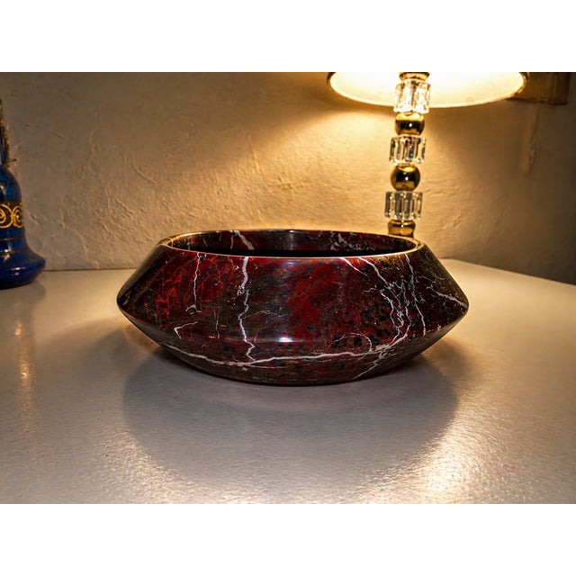 2020s Rosso Levanto Marble Bowl – Luxury Deep Red Stone Decorative Centerpiece, 9 Inches For Sale - Image 5 of 6