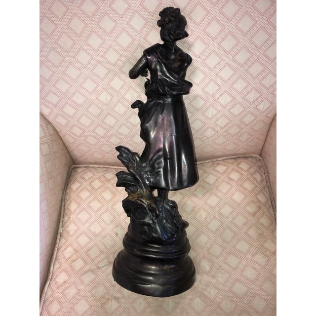 Vintage Mid 20th Century Bronze Statue Of Woman For Sale In Los Angeles - Image 6 of 12
