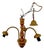 Vintage Three-Arm Wooden Pendant Light For Sale