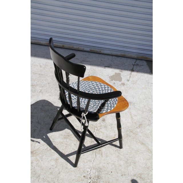 Early 20th Century Nichols and Stone Black Lacquered Hand Painted Windsor Chair For Sale - Image 9 of 12