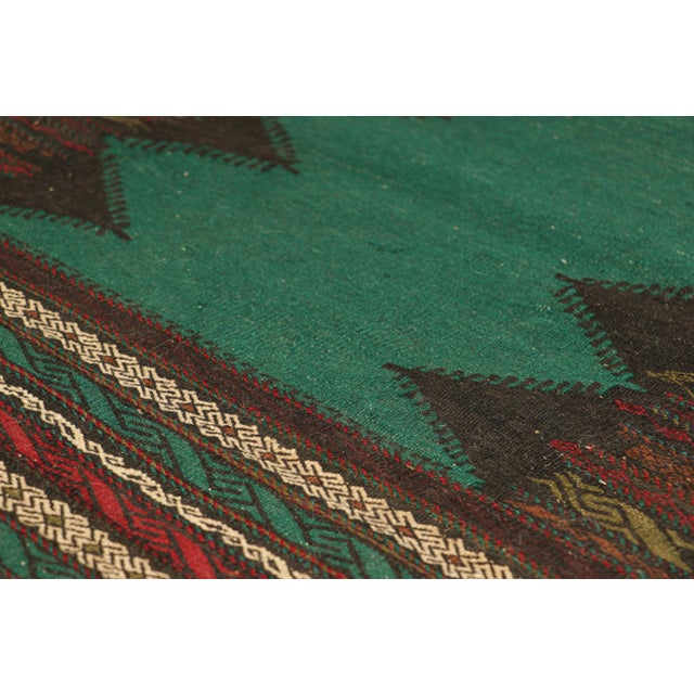 1950s Vintage Afghan Kilim With Teal Open Field, From Rug & Kilim For Sale - Image 5 of 7