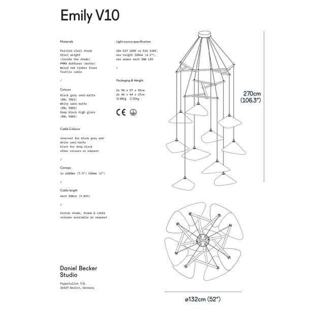 Not Yet Made - Made To Order Daniel Becker 'Emily Vertikal 10' Chandelier in Anthracite for Moss Objects For Sale - Image 5 of 11
