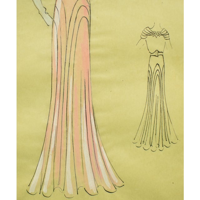 1920s Lanvin of Paris C1920s Fashion Model Original Watercolour For Sale - Image 5 of 5