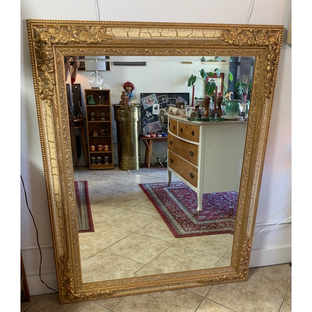 Hollywood Regency Vintage Hollywood Regency Gold Gilt Full-Length Wall Mirror For Sale - Image 3 of 8