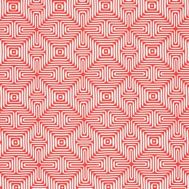 Abstract Sample - Schumacher X Trina Turk Amazing Maze Fabric in Coral For Sale - Image 3 of 3