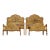 Pair Vintage French Provincial Hand Painted Gold Floral Twin Headboards W Rails For Sale