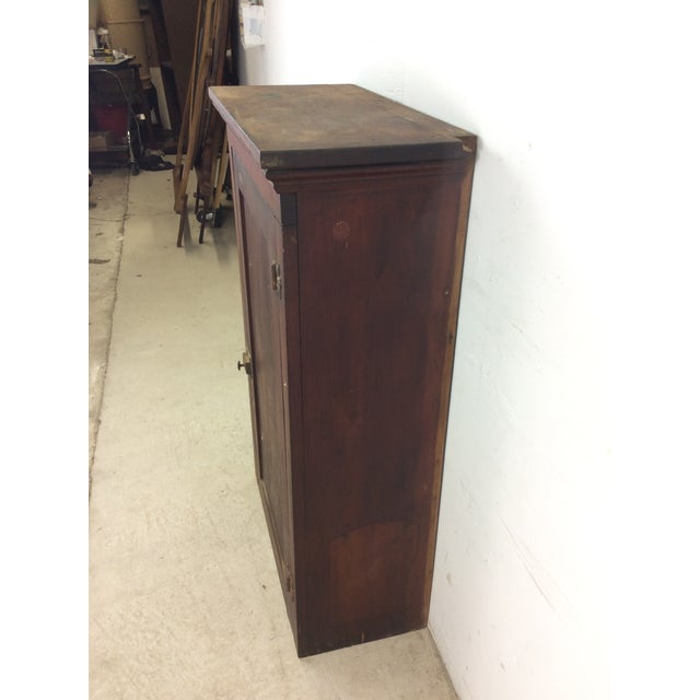 Antique American Farmhouse Wall Cabinet With Brass Latch For Sale - Image 4 of 12