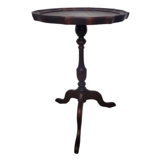 Vintage Wine Tripod Table Piecrust Scalloped Edge English 1950 Postage Available For Sale