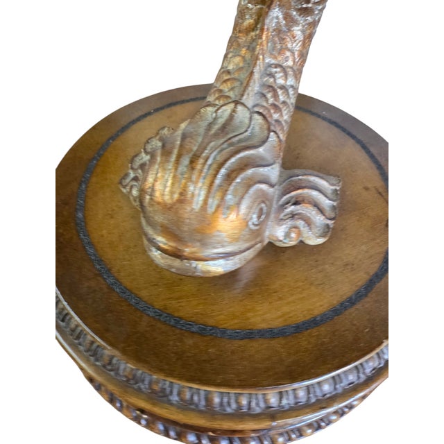 1990s Dolphin Koi Baroque Side End Table Serpent Gold Gilt Pedestal With Drawer For Sale - Image 16 of 18