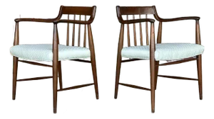 Pair of American Walnut Armchairs by Heritage Henredon