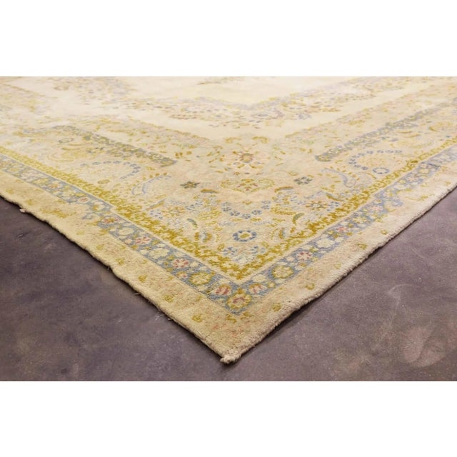 Beige Early 20th Century Regencycore Antique Persian Kerman Rug - 11'05 X 18'07 For Sale - Image 8 of 10
