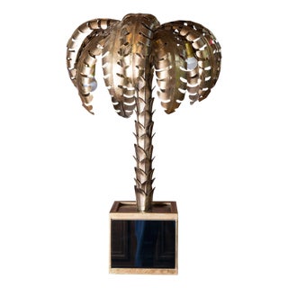 20th Century Brass Palm Tree Table Lamp in Maison Jansen Style For Sale