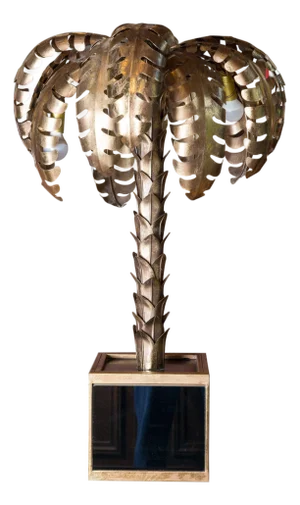20th Century Brass Palm Tree Table Lamp in Maison Jansen Style