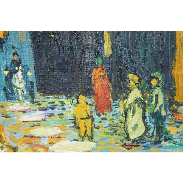 Late 20th Century Café Terrace at Night After Vincent Van Gogh Oil Painting Canvas Impressionist, Framed For Sale - Image 10 of 12