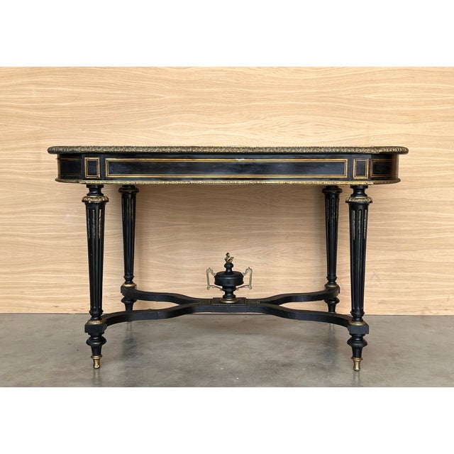 Napoleon III Ebonized Writing Desk Table, 1850s For Sale - Image 3 of 18