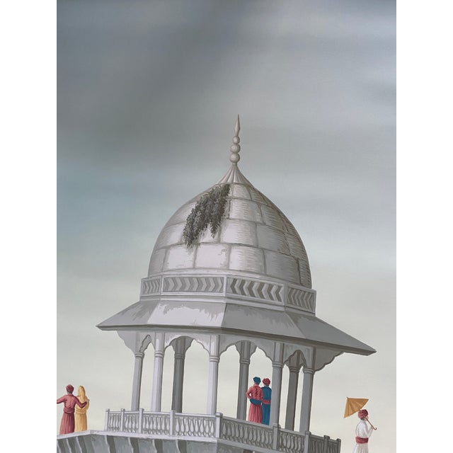Paper Early View of India Panoramic Hand Painted Wallpaper on Scenic Paper Murals - Set of 3 For Sale - Image 7 of 7