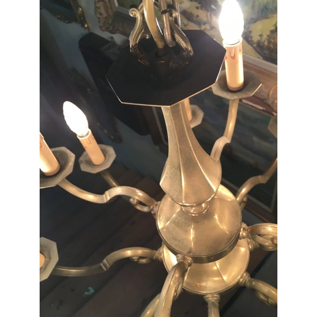 Art Deco Style Brass Chandelier, 1970s For Sale - Image 13 of 14