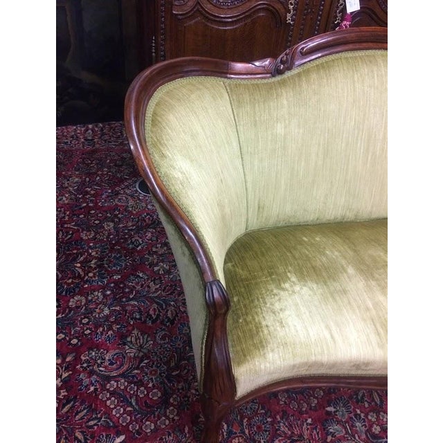 Victorian Antique Settee, Apple Green Victorian Settee For Sale - Image 3 of 11