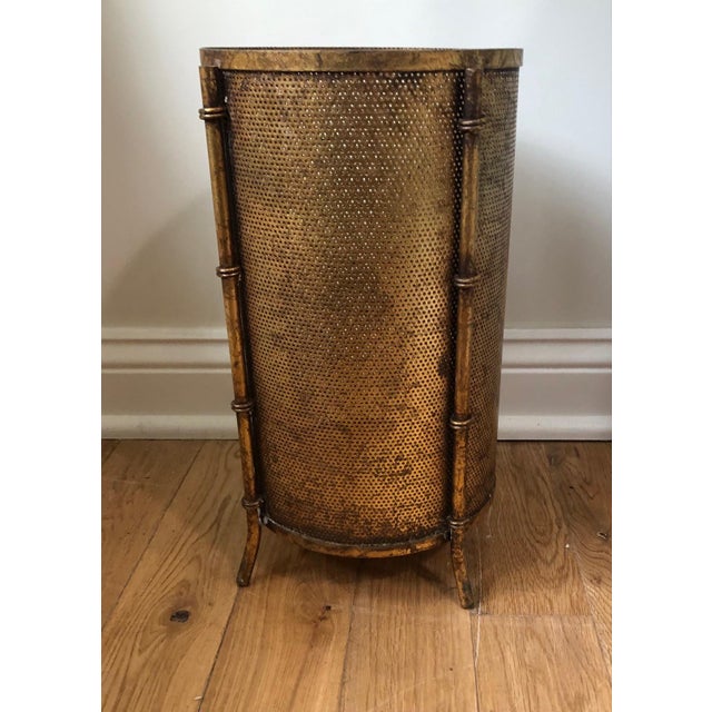 Mid 20th Century Brass Mesh Metal Umbrella Stand / Wastebasket With Bamboo Legs Chairish