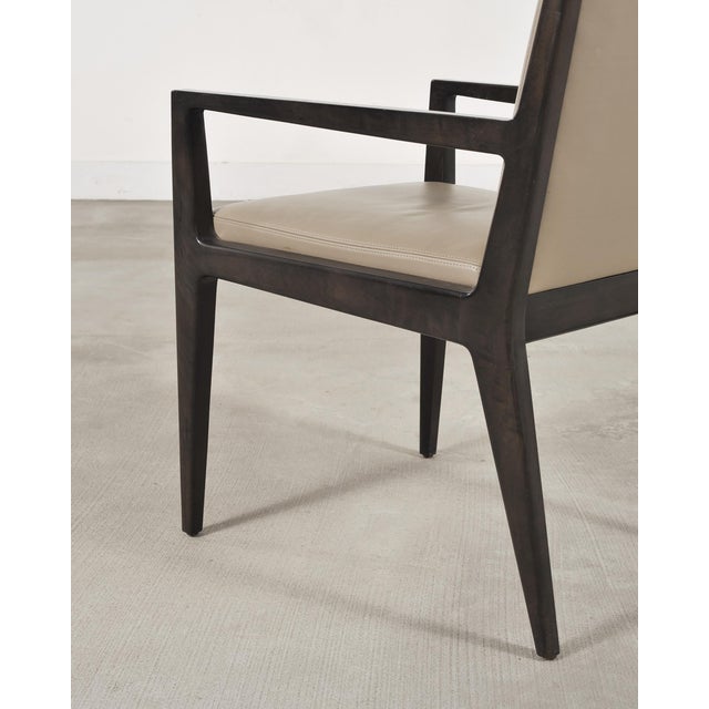 Set of Six Holly Hunt "Stiletto" Walnut Leather Dining Chairs For Sale - Image 11 of 18
