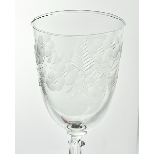 1950s Libbey “Crystal Garland” Etched Flower Water Glasses - Set of 7 For Sale In Dallas - Image 6 of 7