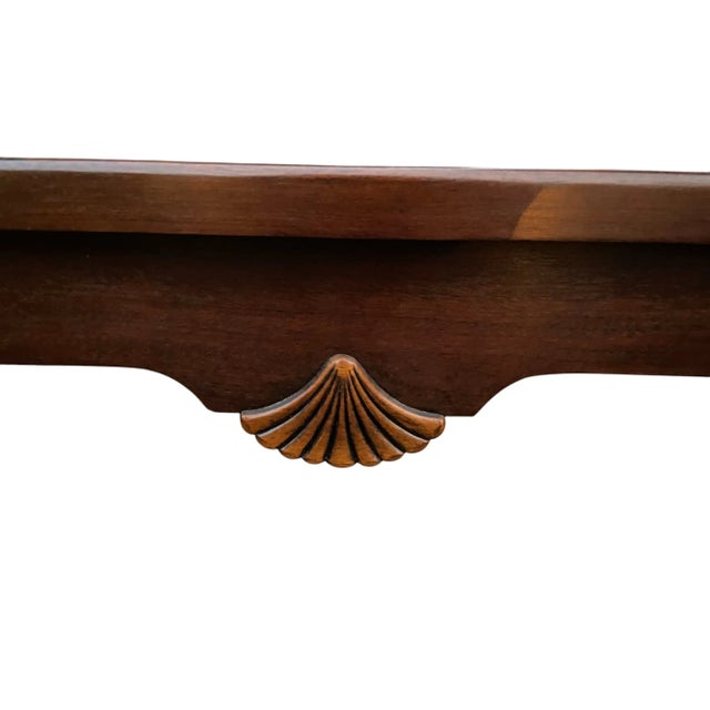 Wood Hekman Mahogany Square Coffee Table With Glass Insert - 2 Available For Sale - Image 7 of 12
