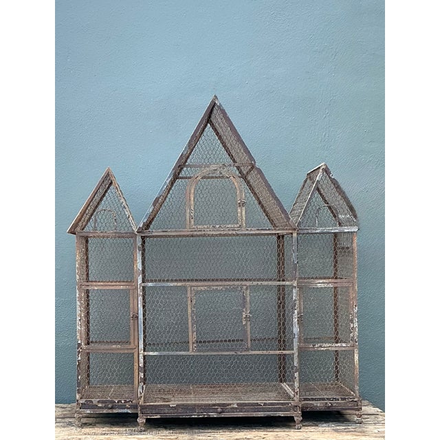 Metal Vintage Monumental Architectural Wire Birdhouse For Sale - Image 7 of 12