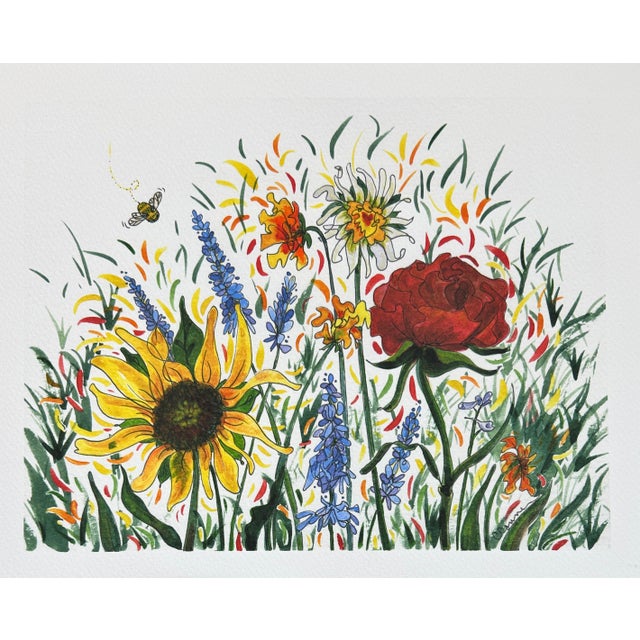 Watercolor Painting Giclee Print “Bees Garden” For Sale - Image 11 of 11