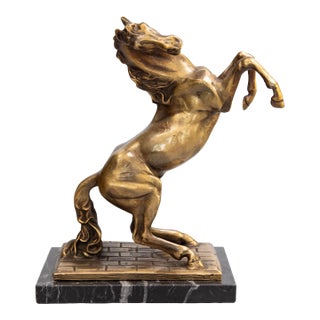Vintage Bronze Equestrian Rearing Horse Sculpture For Sale