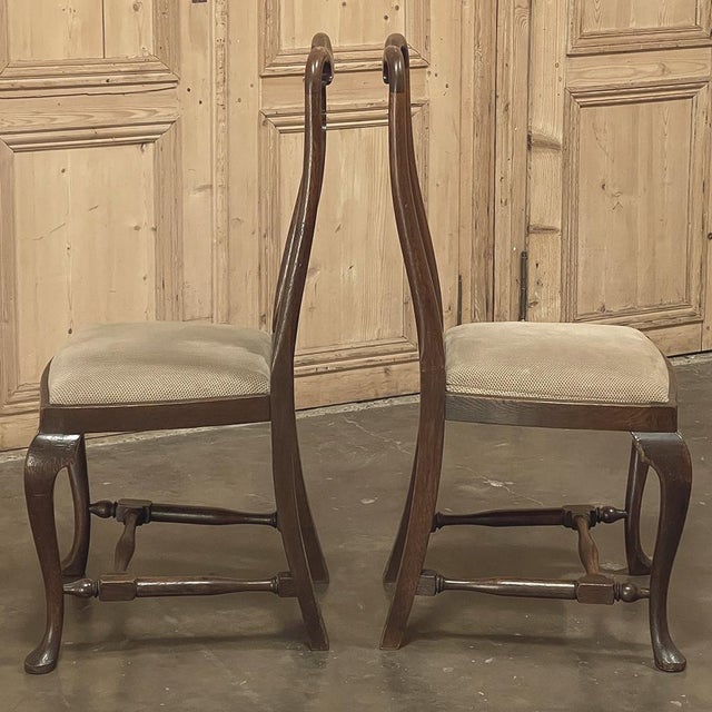 Wood Set of 6 Antique Queen Anne Chestnut Dining Chairs For Sale - Image 7 of 18