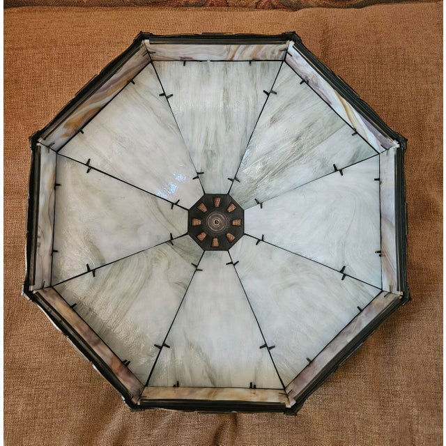 1900s Stately Bradley and Hubbard Slag Glass Lamp For Sale - Image 10 of 18