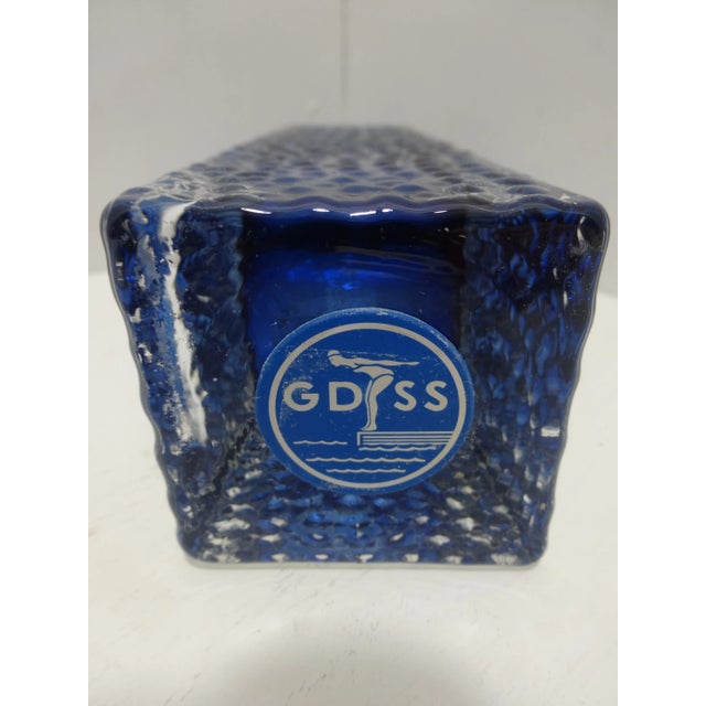 Glass Mid Century Smålandshyttan Blue Glass Vase Josef Schott For Sale - Image 7 of 8