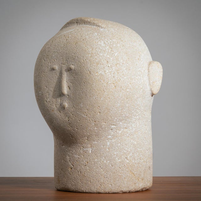 Modernist Male Head Sculpture, 1970s, Sandstone For Sale - Image 17 of 17