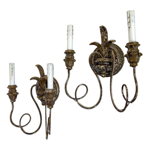 Lights Vintage French Style Wall Sconces - a Pair For Sale - Image 7 of 13